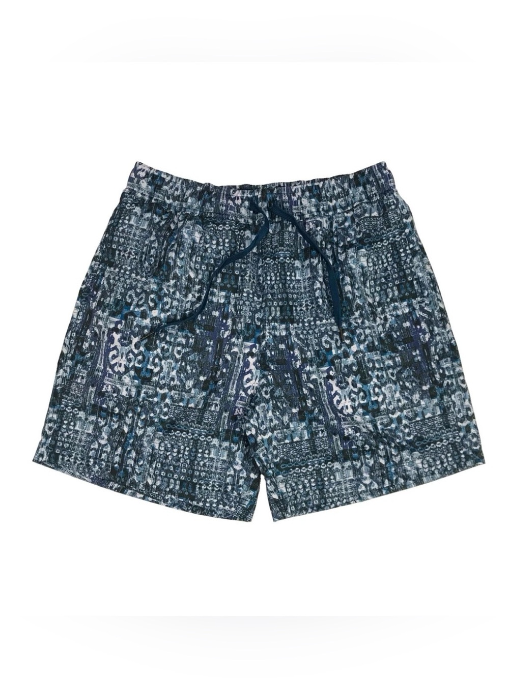 Robert Graham Swim Shorts Mens Medium M Blue 7” Lined Trunks Patchwork Abstract